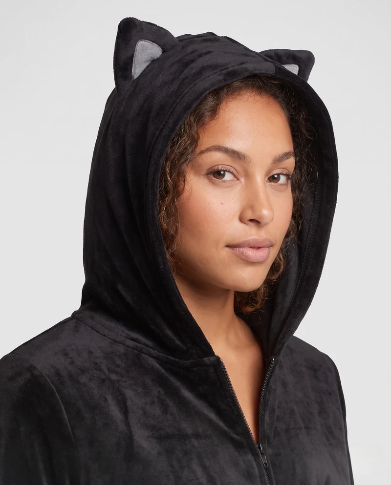 Damen Plüsch Katzenkostüm mit Kapuze und Pfoten-Details Nord Taschen