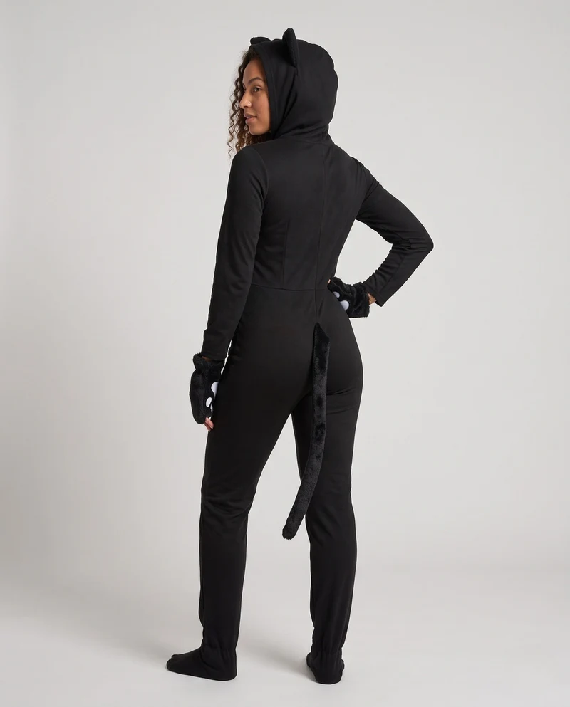Damen Plüsch Katzenkostüm mit Kapuze und Pfoten-Details Nord Taschen