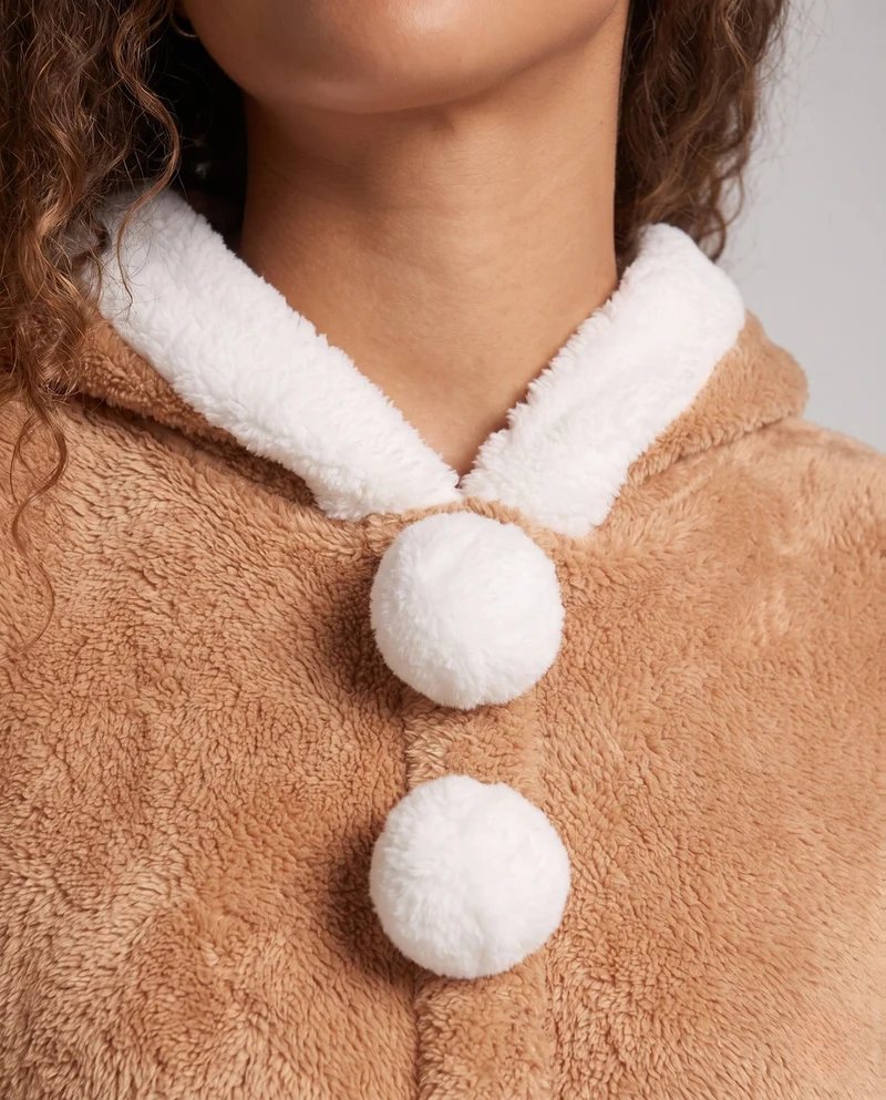 Damen Plüsch Kleidung mit tierischen Ohren und Kapuze Nord Taschen