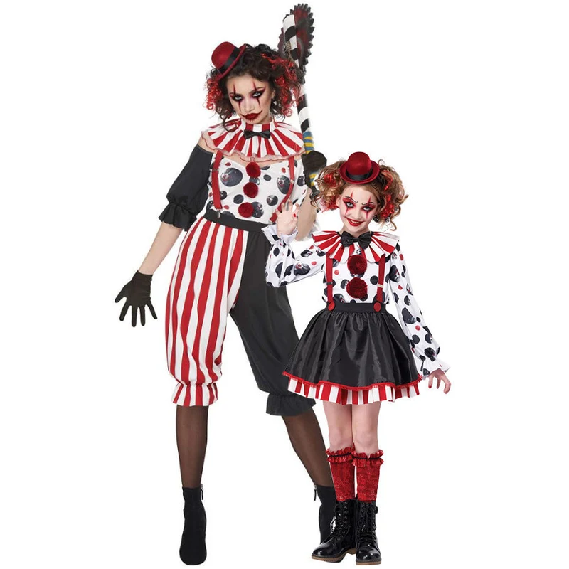 Mädchen Clown-Kostüm mit gestreiftem Overall und lustigen Accessoires Nord Taschen