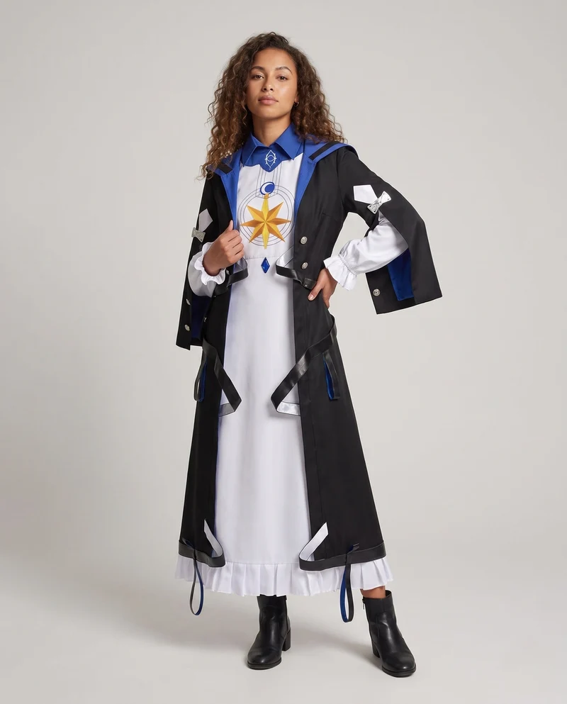 Damen mystisches Ritualkostüm mit abnehmbarem Kragen und kunstvoll verzierten Details Nord Taschen