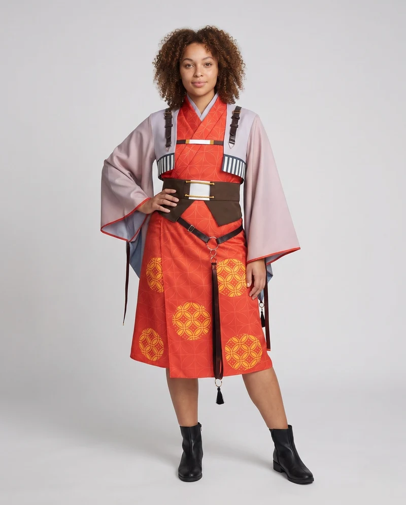 Damen traditionelles Kimono-Kostüm-Set mit kunstvollen Details und Accessoires Nord Taschen
