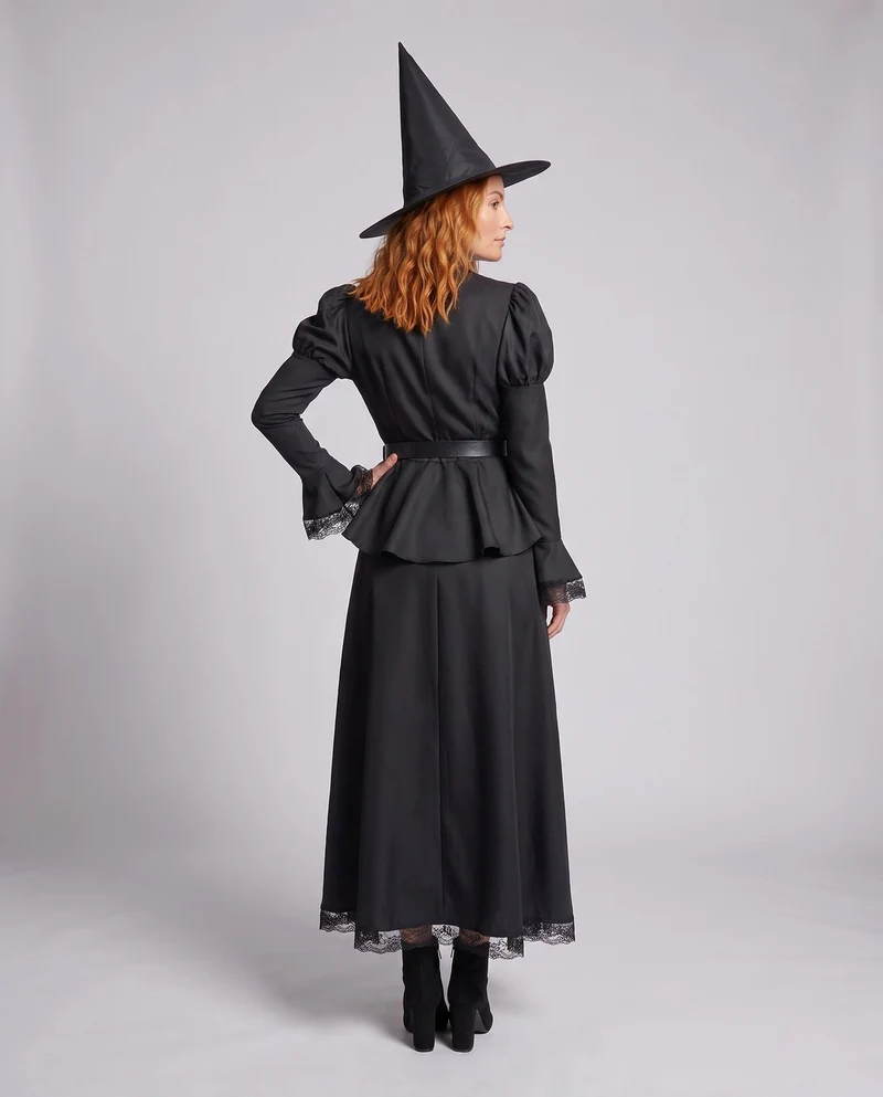 Damen Hexenkleid mit weitem Rock und Spitzenverzierungen Nord Taschen