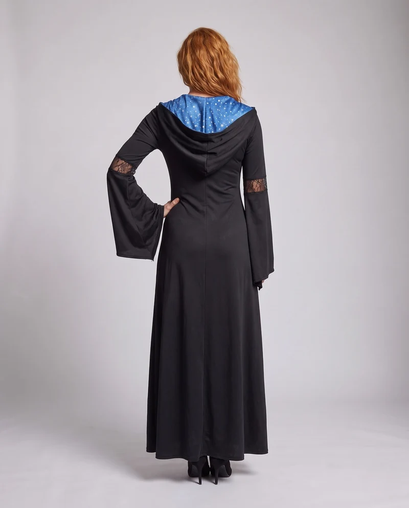 Damen Hexenkostüm mit elegantem Spitzenüberrock und voluminösen Ärmeln Nord Taschen