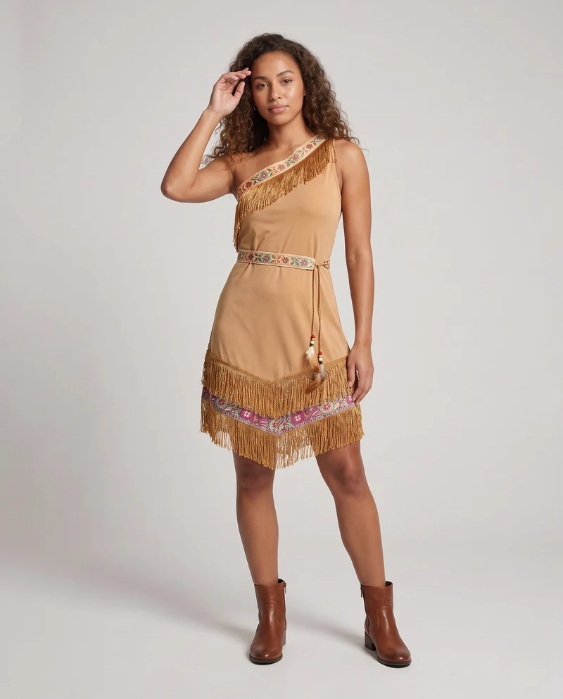 Damen Indianerin Kostüm mit Fransen und verzierten Details Nord Taschen