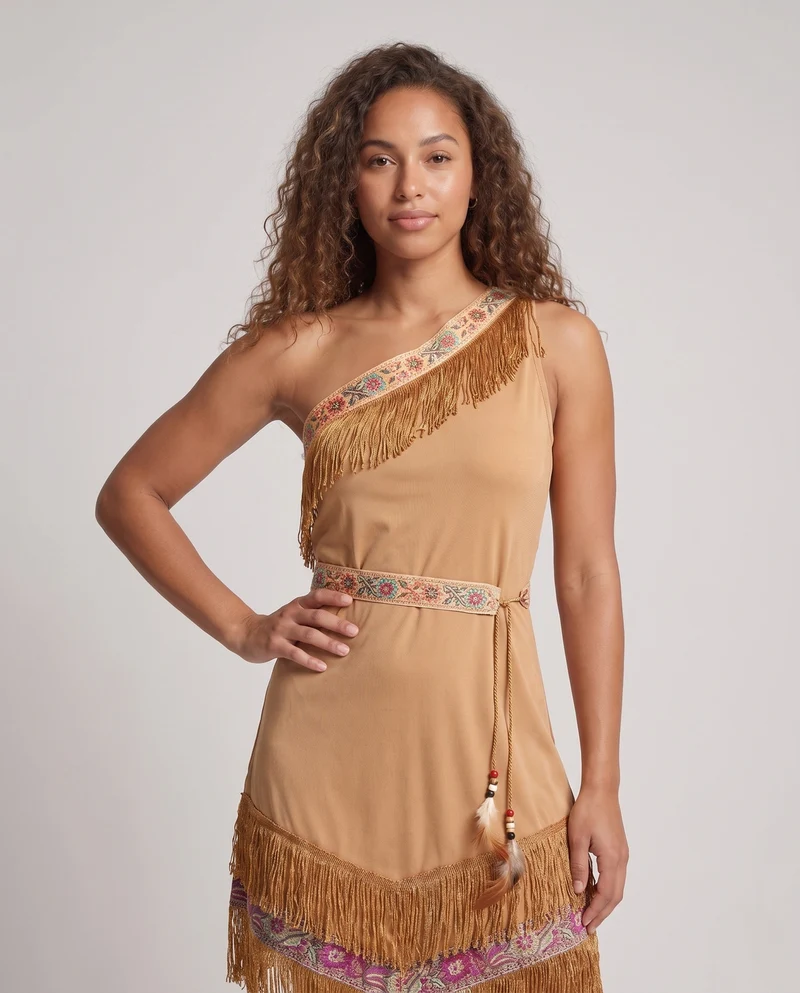 Damen Indianerin Kostüm mit Fransen und verzierten Details Nord Taschen