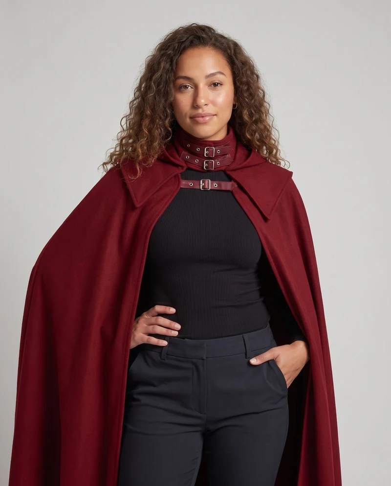 Damen eleganter Kapuzenumhang mit kunstvollen Details Nord Taschen
