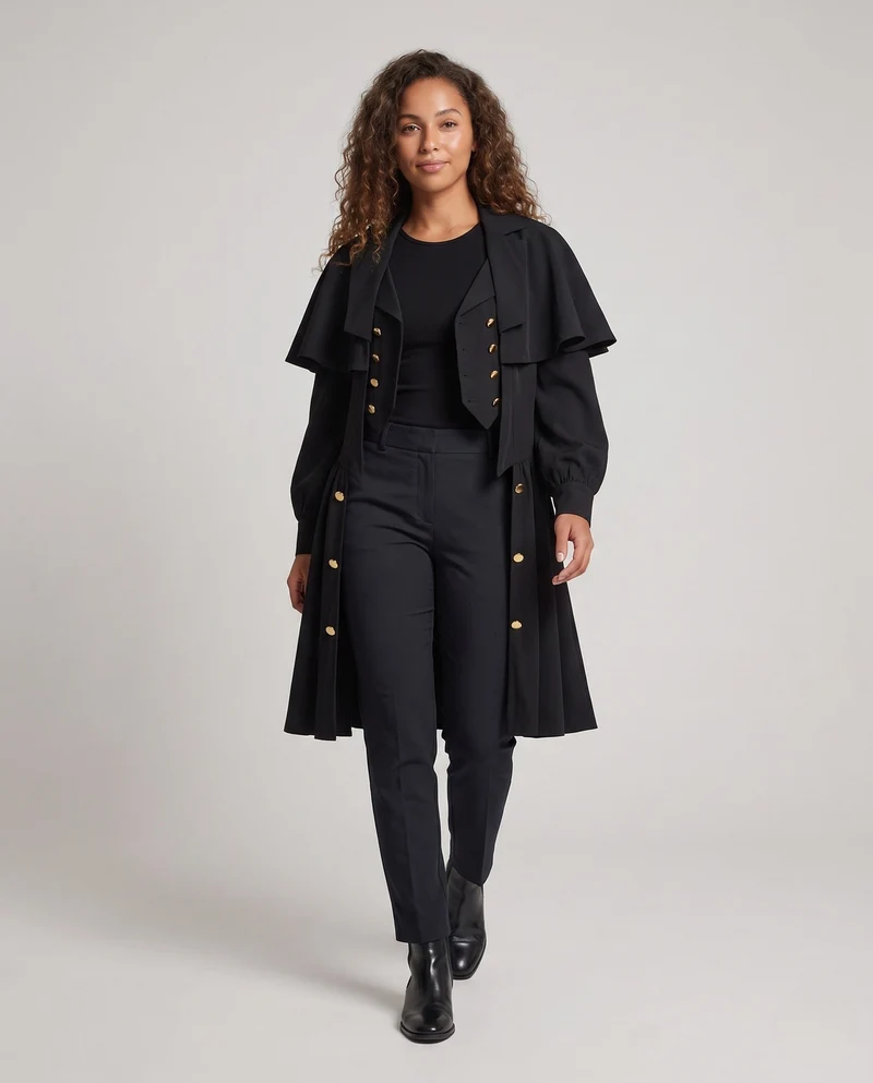 Damen eleganter Langmantel mit Statement-Ärmeln Nord Taschen