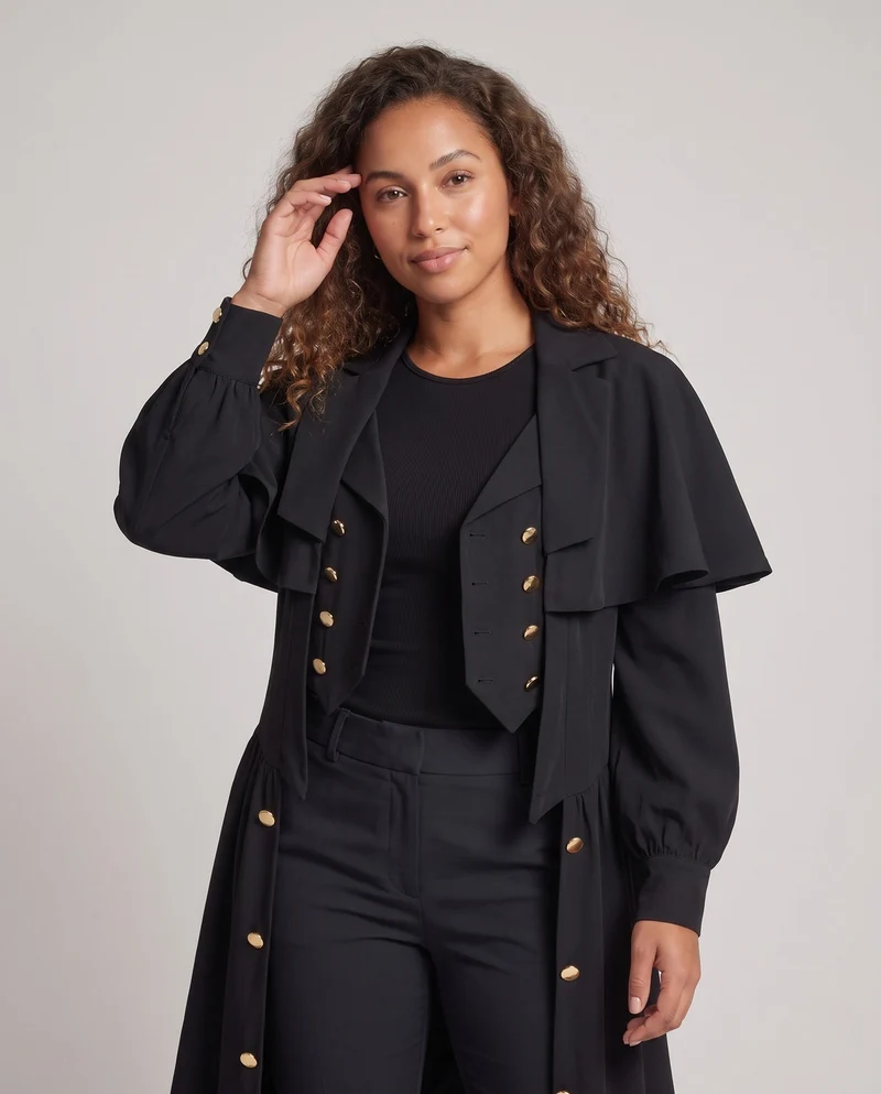 Damen eleganter Langmantel mit Statement-Ärmeln Nord Taschen