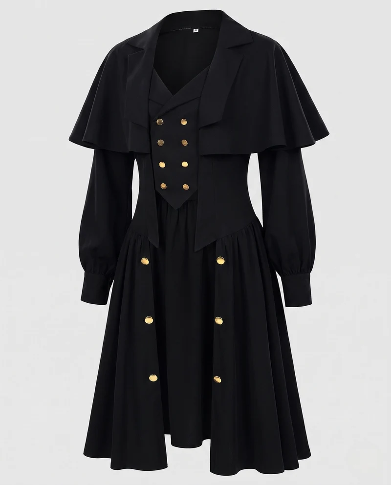 Damen eleganter Langmantel mit Statement-Ärmeln Nord Taschen