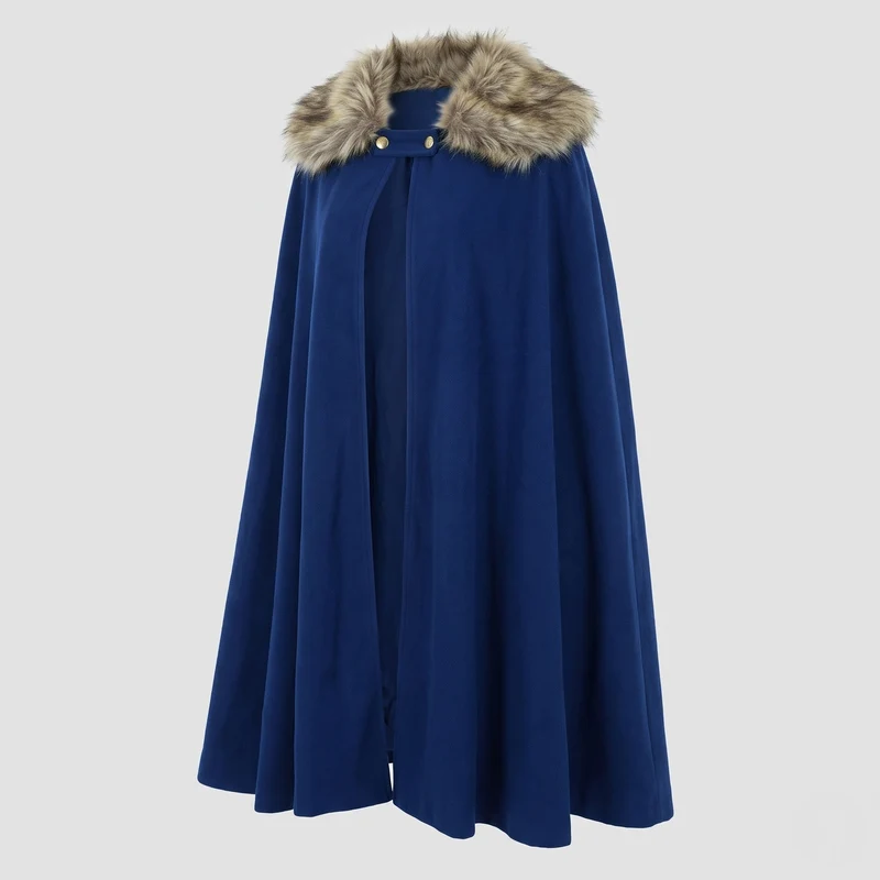 Damen eleganter Umhang mit luxuriösem Kunstfellkragen Nord Taschen