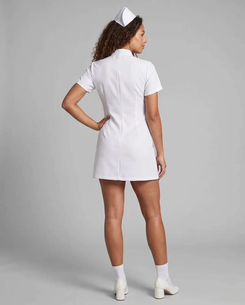 Damen sexy Krankenschwester Kostüm mit Zipper und Strumpfhalter Nord Taschen