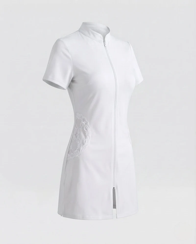 Damen sexy Krankenschwester Kostüm mit Zipper und Strumpfhalter Nord Taschen