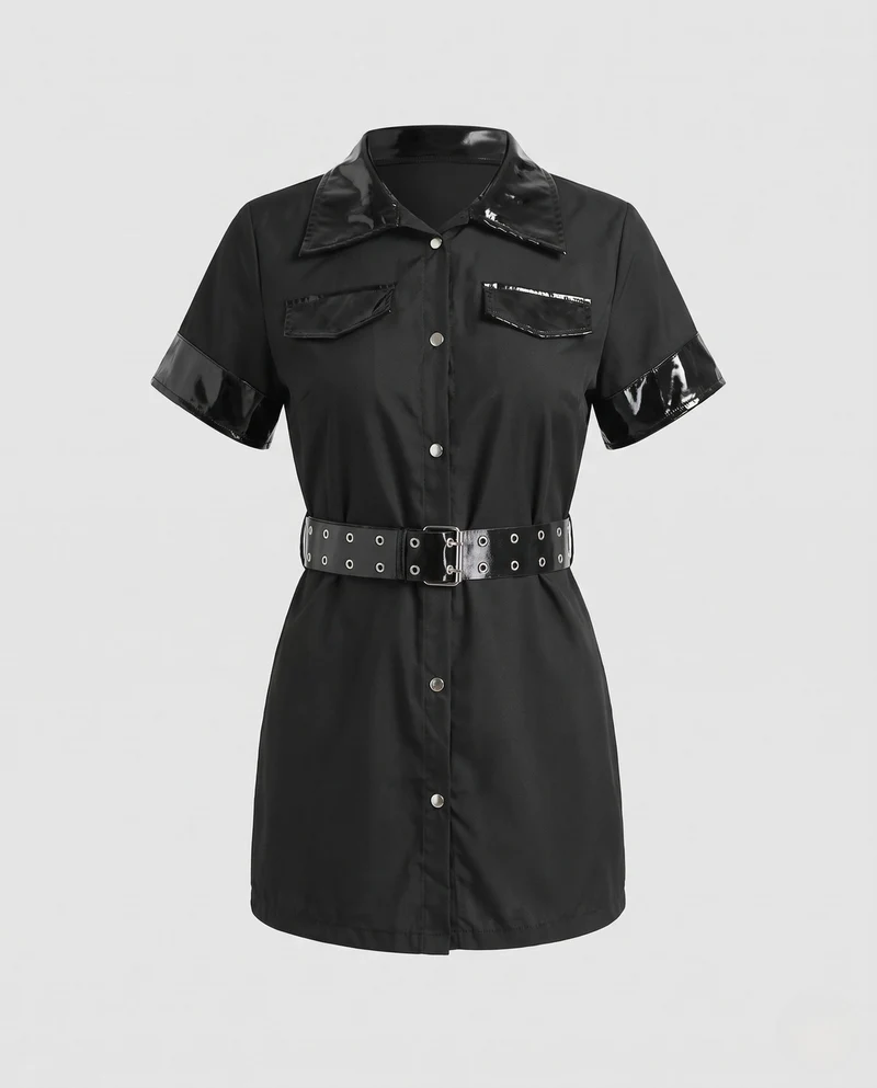 Damen sexy Polizeikostüm mit stylischem Gürtel und schimmernden Akzenten Nord Taschen