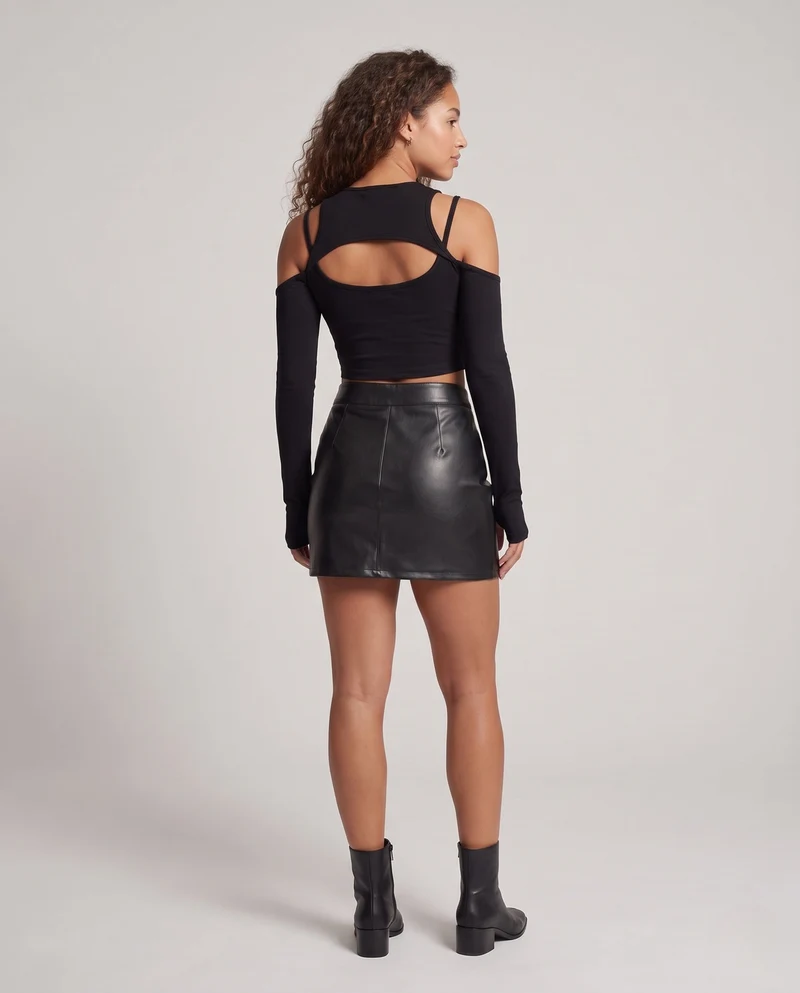 Damen stylishes Langarm-Top mit Cut-Outs und Schnürung Nord Taschen