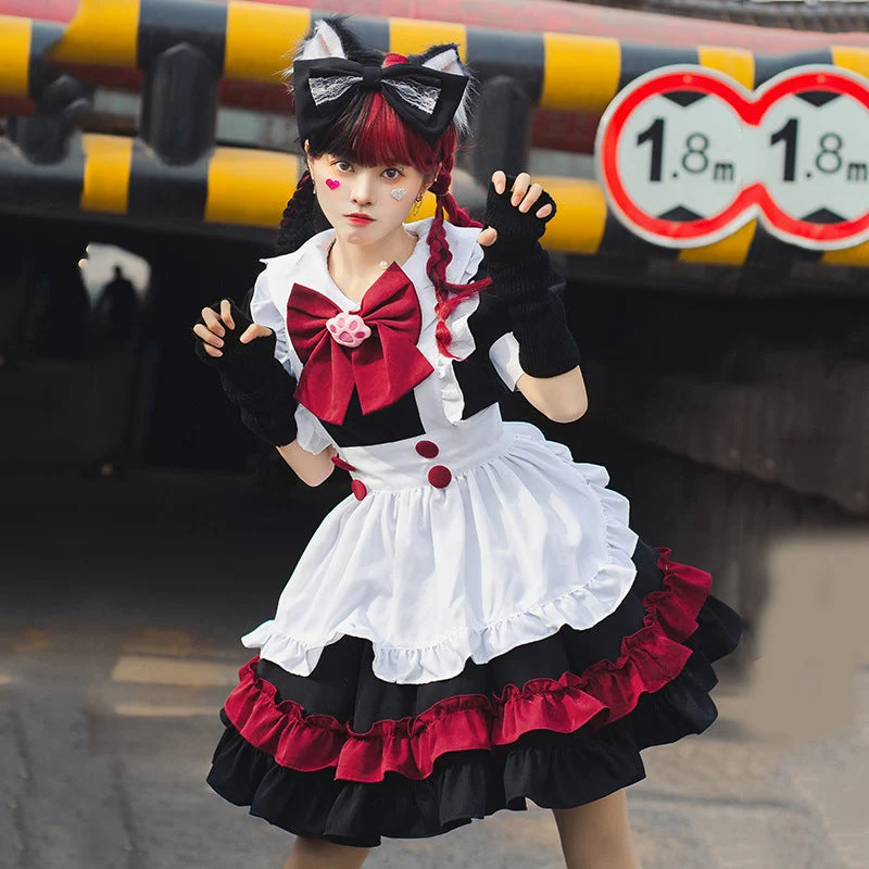 Mädchen Catgirl Kostüm mit Rüschen und Katzenohren Nord Taschen