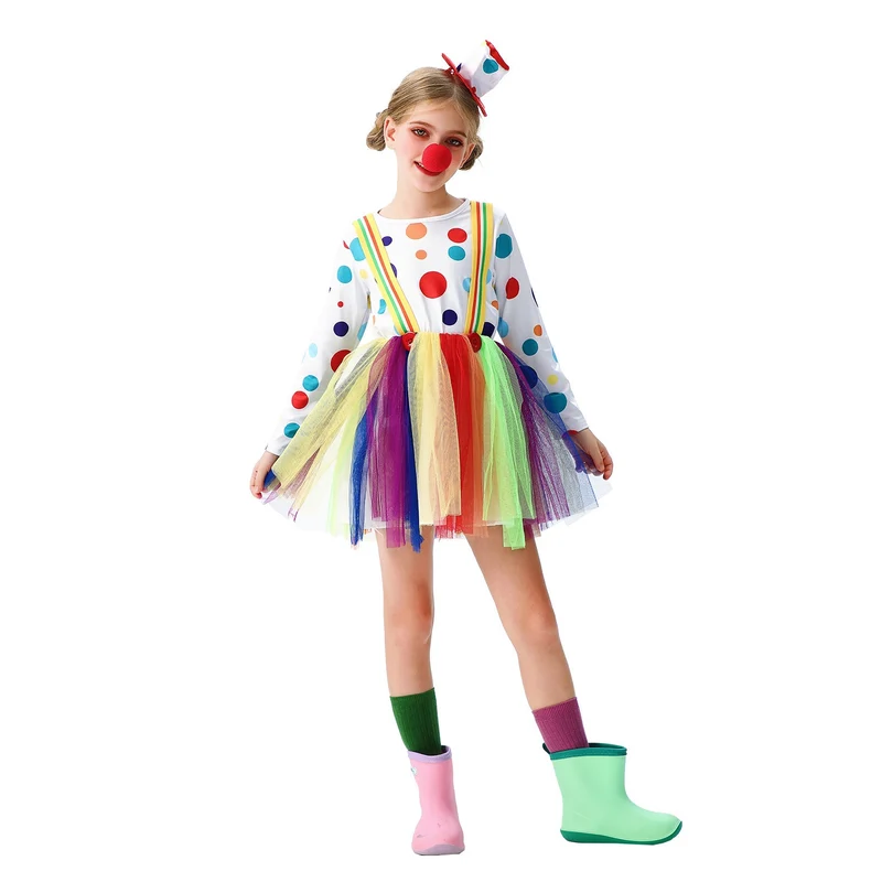 Mädchen Clownkostüm mit bunten Tüllröcken und Haaraccessoires Nord Taschen