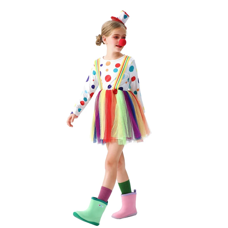 Mädchen Clownkostüm mit bunten Tüllröcken und Haaraccessoires Nord Taschen