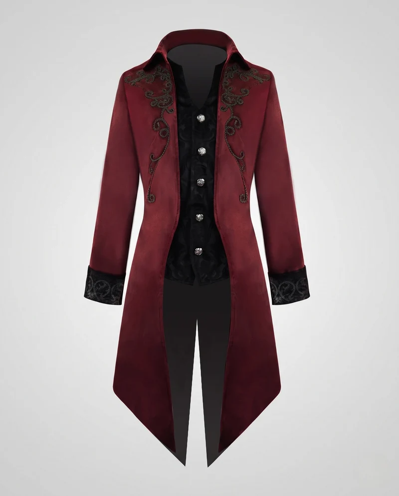 Damen eleganter Gothic-Mantel mit kunstvollen Verzierungen und asymmetrischem Saum Nord Taschen