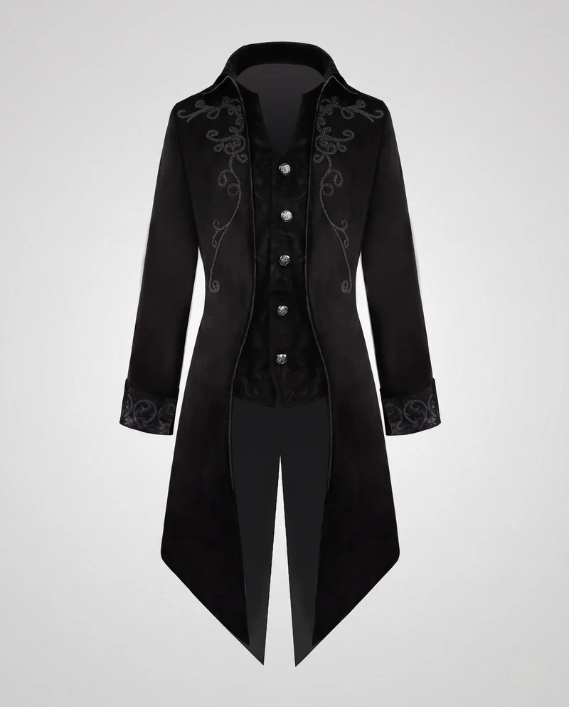 Damen eleganter Gothic-Mantel mit kunstvollen Verzierungen und asymmetrischem Saum Nord Taschen