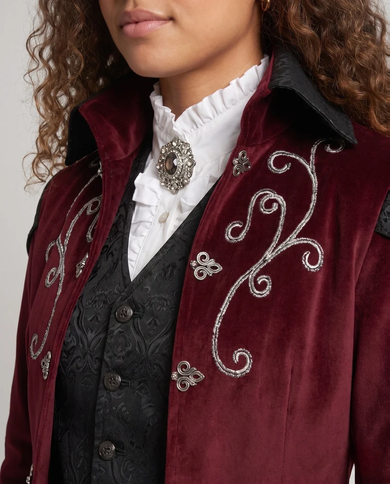 Damen eleganter Gothic-Mantel mit kunstvollen Verzierungen und asymmetrischem Schnitt Nord Taschen