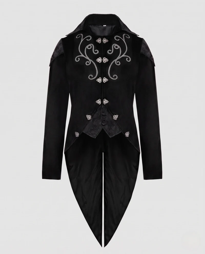 Damen eleganter Gothic-Mantel mit kunstvollen Verzierungen und asymmetrischem Schnitt Nord Taschen