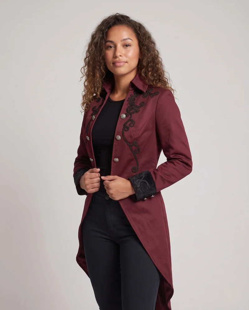 Damen eleganter historischer Mantel mit kunstvollen Verzierungen Nord Taschen