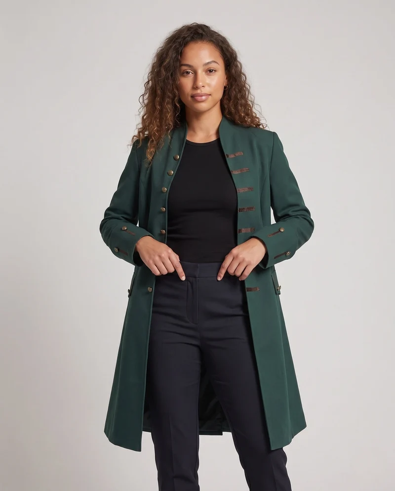 Damen eleganter historischer Umhang mit kunstvollen Knöpfen und weiten Ärmeln Nord Taschen