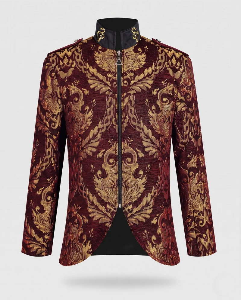 Damen Eleganter Jacquard-Mantel mit kunstvollen Verzierungen Nord Taschen