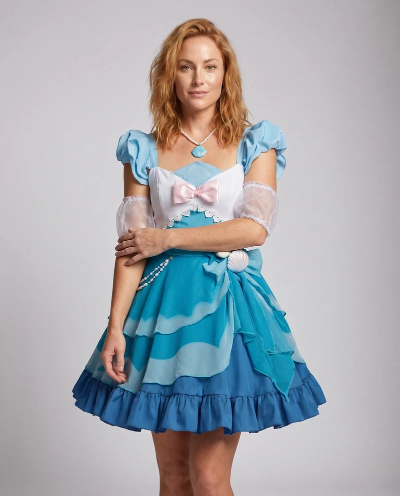 Damen verspieltes Cosplay-Kleid mit Rüschendetails und Accessoires Nord Taschen