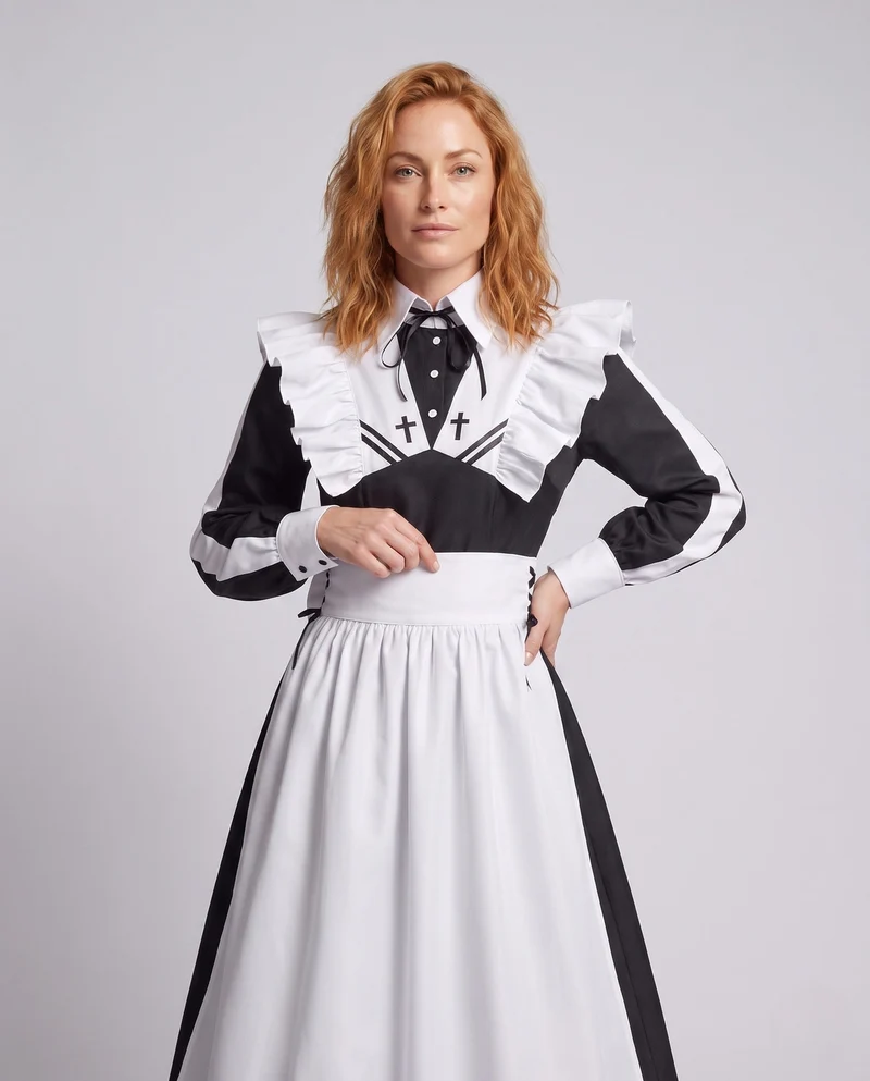 Damen viktorianisches Kostüm mit Rüschendetails und elegantem Schnürdesign Nord Taschen