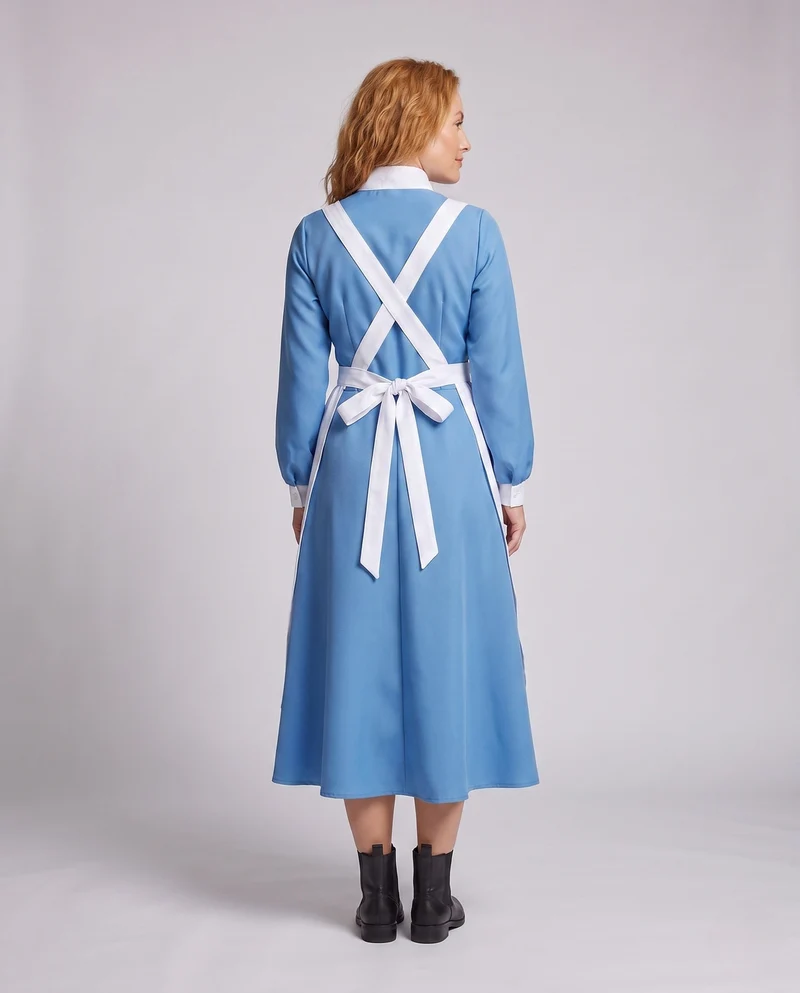 Damen Vintage Krankenschwesternkleid mit weißem Schürzen-Akzent Nord Taschen