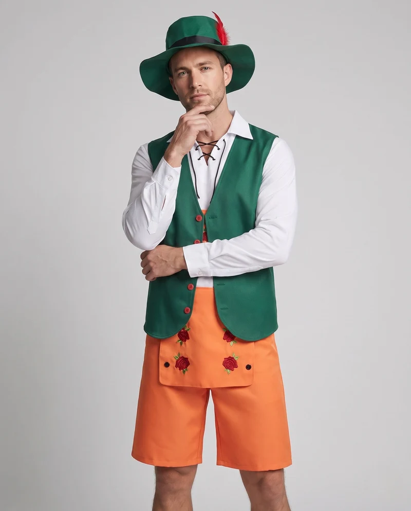 Herren Oktoberfest-Kostüm-Set mit schickem Hut, Weste, Bluse und Latzhose Nord Taschen