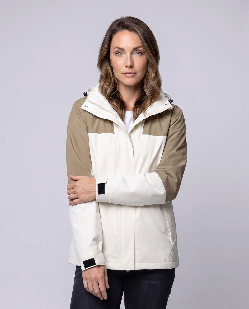 Damen leichte zweischichtige Kapuzenjacke mit winddichter Membran und funktionalen Reißverschlusstaschen Nord Taschen