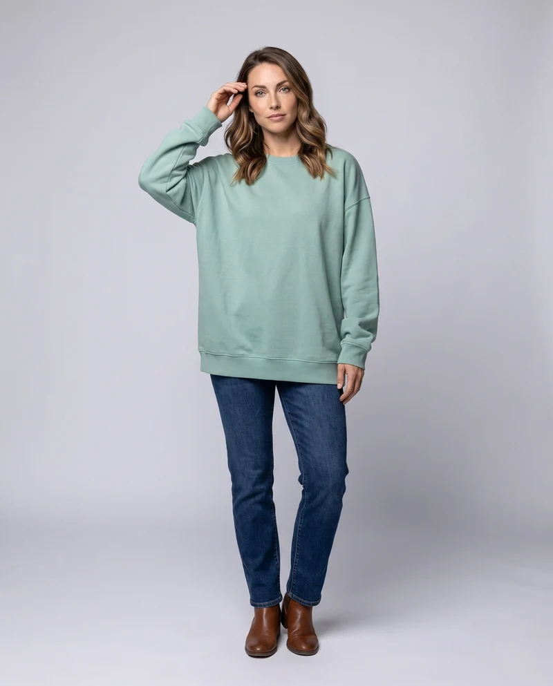 Damen Oversized Sweatshirt mit Rundhalsausschnitt und Drop-Shoulder Nord Taschen