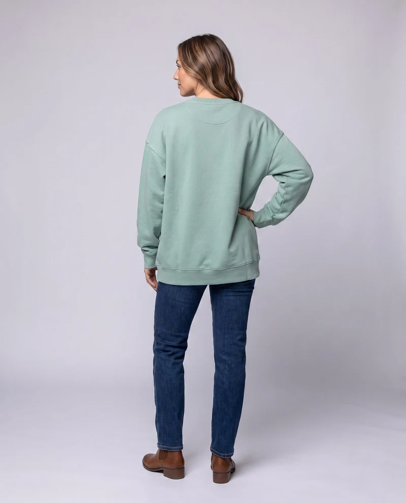 Damen Oversized Sweatshirt mit Rundhalsausschnitt und Drop-Shoulder Nord Taschen