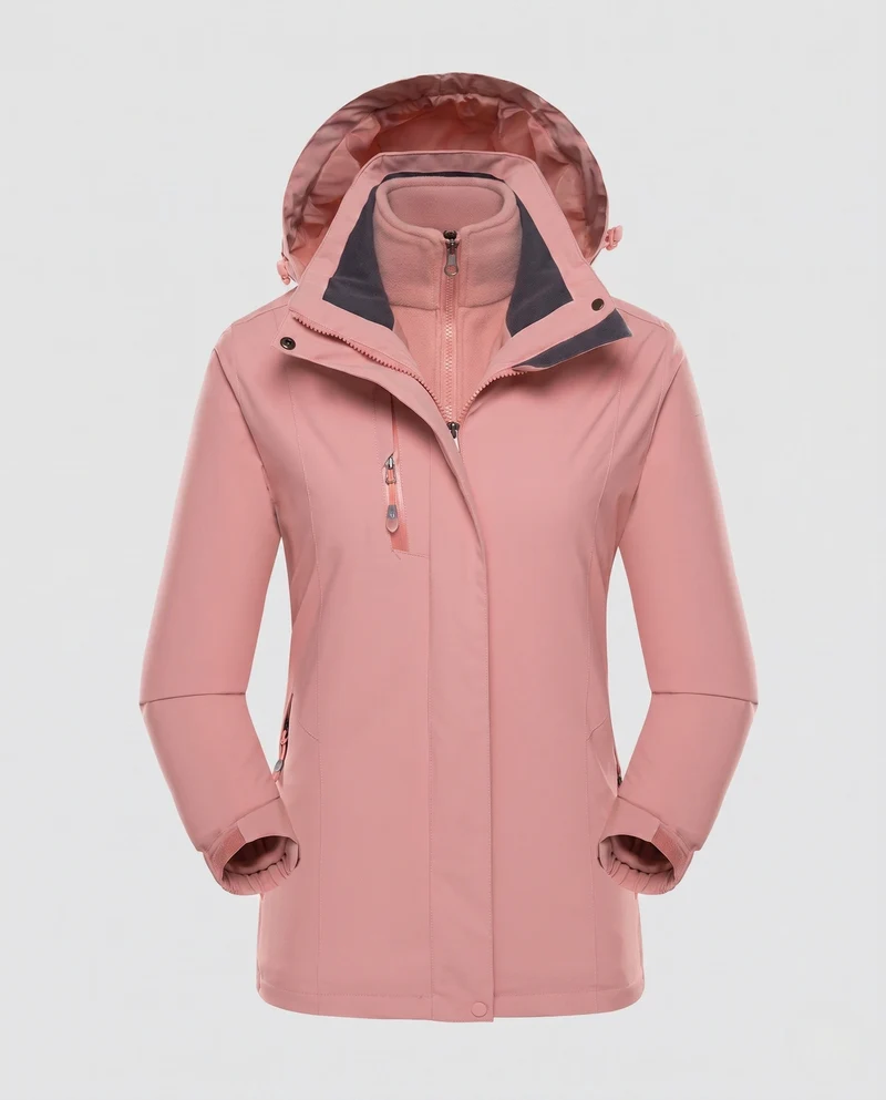 Damen Softshell-Parka mit abnehmbarer Fleece-Innenjacke und verstellbarer Kapuze Nord Taschen
