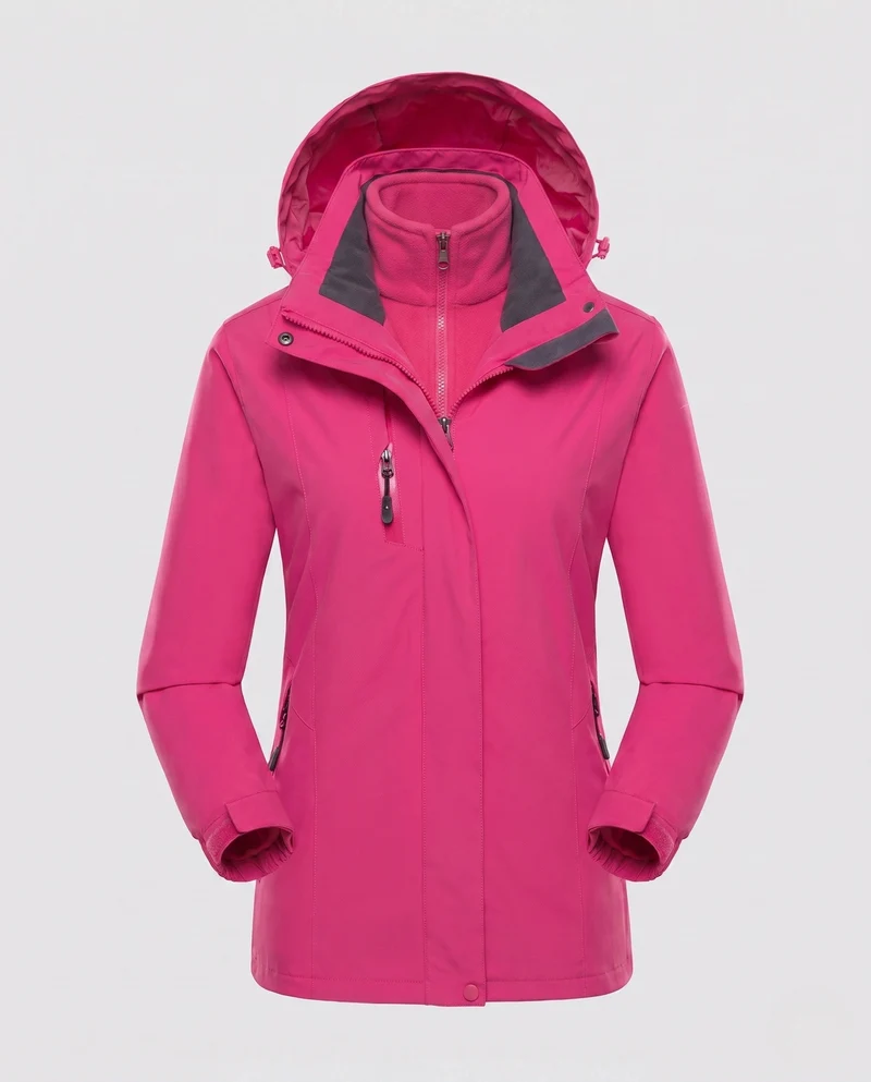 Damen Softshell-Parka mit abnehmbarer Fleece-Innenjacke und verstellbarer Kapuze Nord Taschen