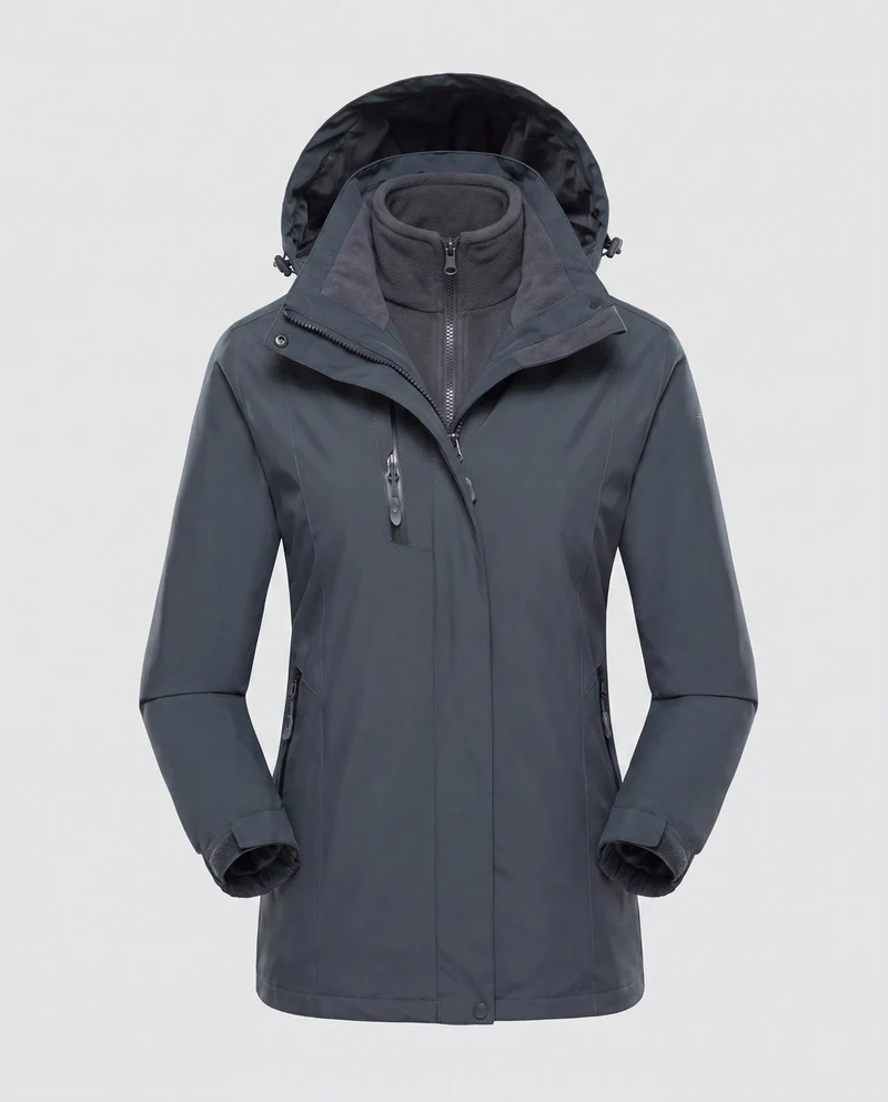 Damen Softshell-Parka mit abnehmbarer Fleece-Innenjacke und verstellbarer Kapuze Nord Taschen