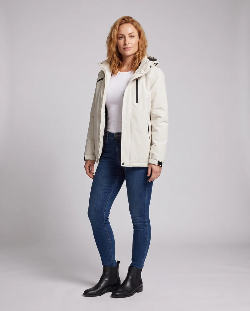 Damen vielseitiger Kapuzenparka mit wärmendem Fleece-Futter und wasserabweisender Oberfläche Nord Taschen