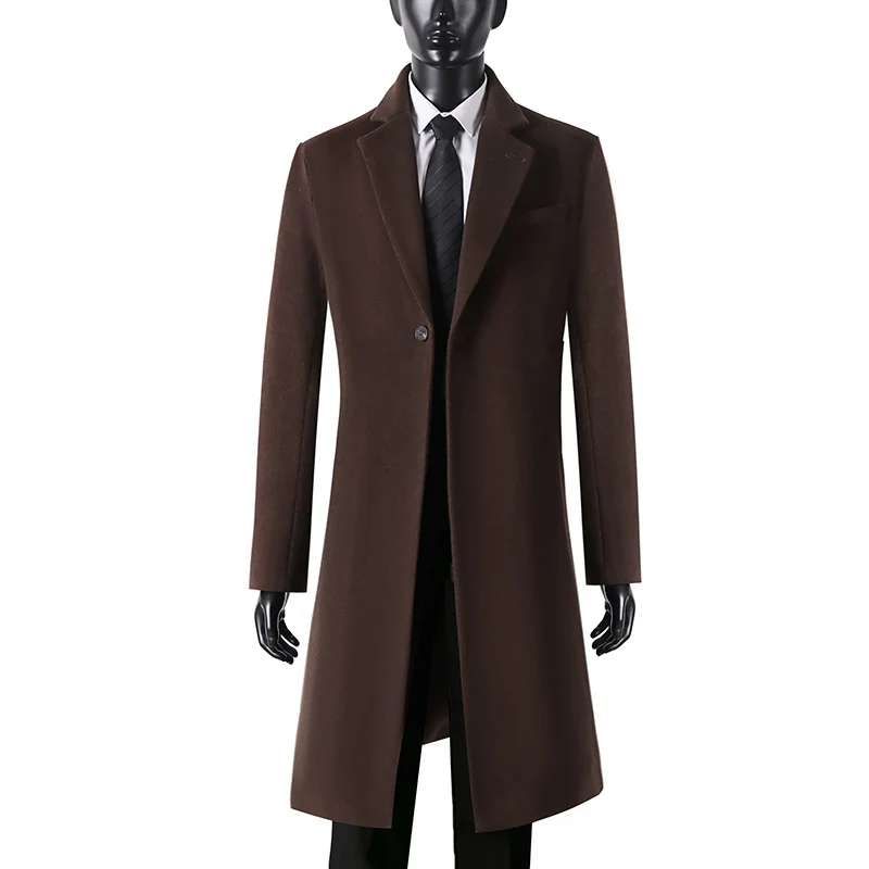 Herren Eleganter Longcoat aus Wollmix mit schmaler Silhouette und Ein-Knopf‑Verschluss Nord Taschen