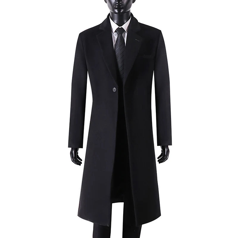 Herren Eleganter Longcoat aus Wollmix mit schmaler Silhouette und Ein-Knopf‑Verschluss Nord Taschen