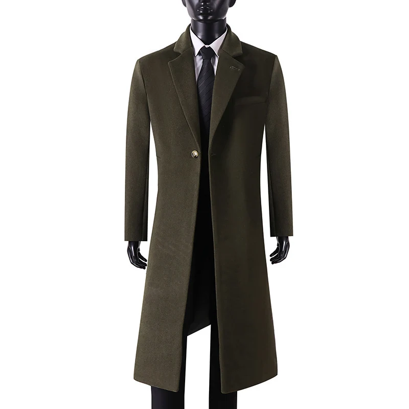 Herren Eleganter Longcoat aus Wollmix mit schmaler Silhouette und Ein-Knopf‑Verschluss Nord Taschen