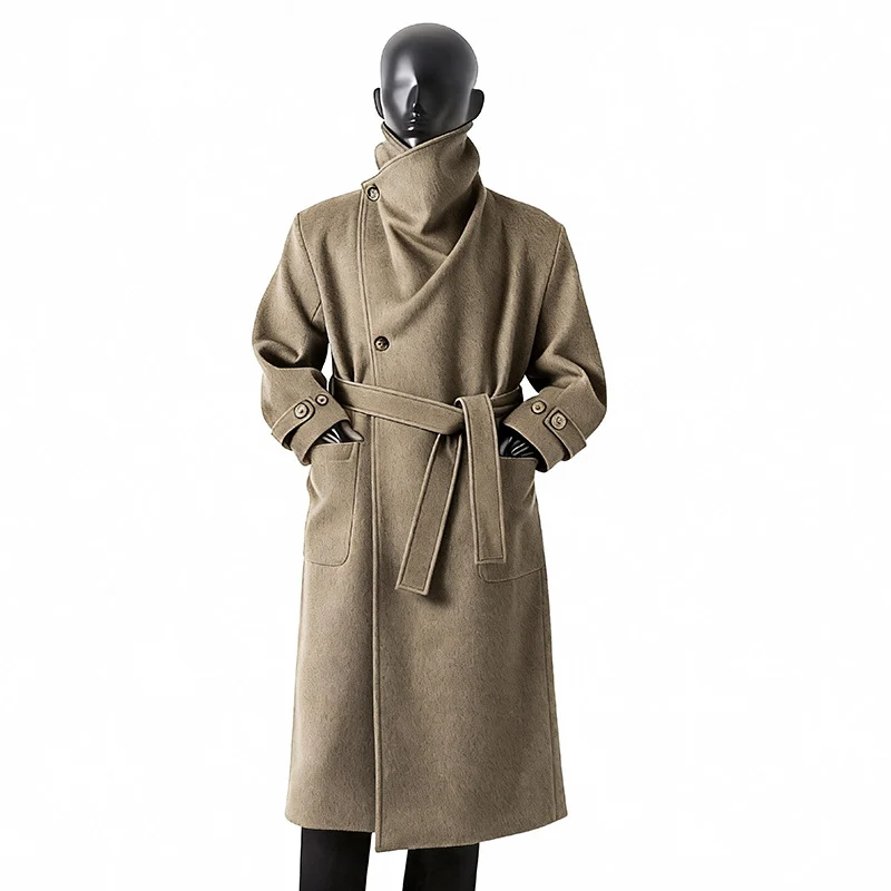 Herren Eleganter Langmantel aus Wollmix mit großzügigem Schalkragen und Krempelmanschetten Nord Taschen