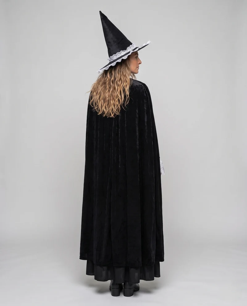 Damen Hexenkostüm mit voluminösem Cape und detailreicher Bluse Nord Taschen