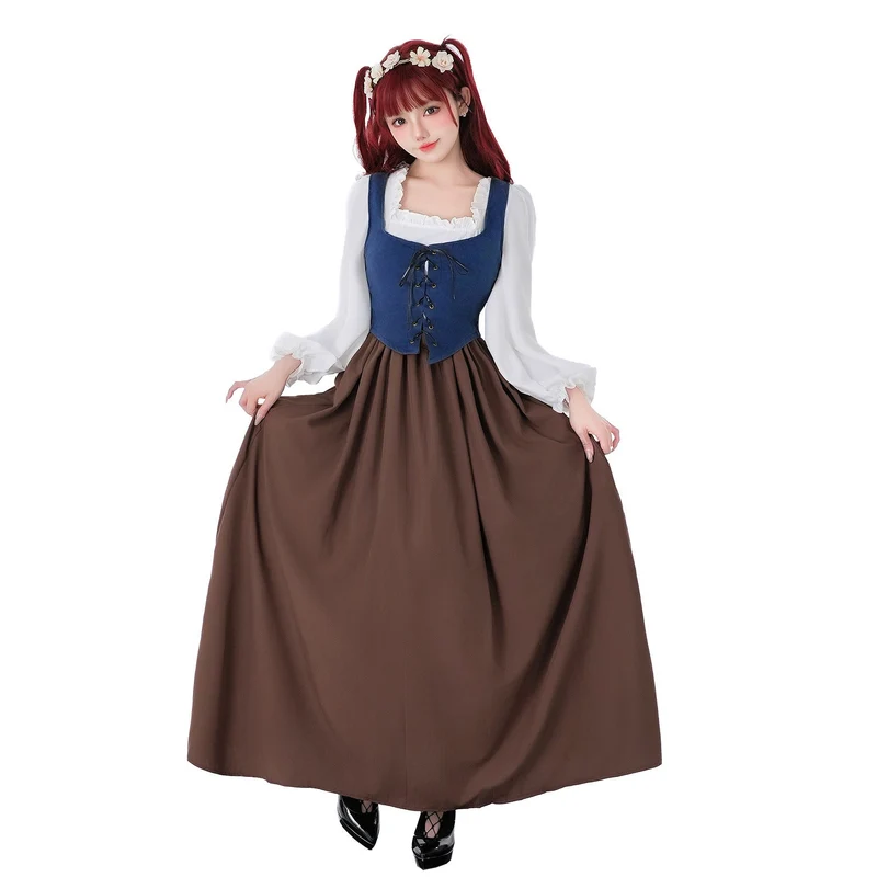 Damen Historisches Trachtenkleid mit stilvollem Korsett und fließendem Rock Nord Taschen