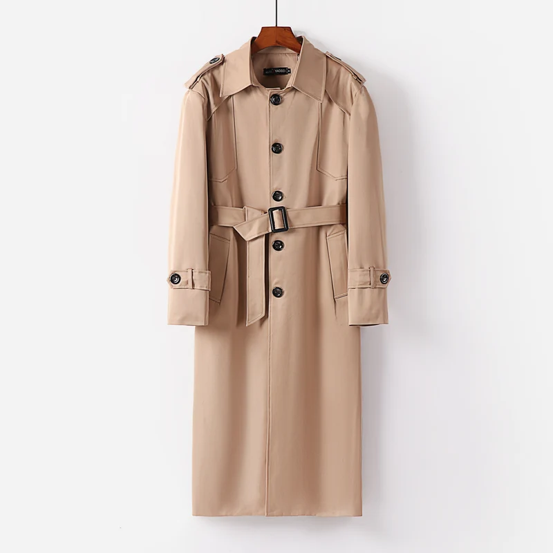Damen Langer Trenchcoat im Minimalstil mit Schulterklappen und verstellbaren Manschetten Nord Taschen