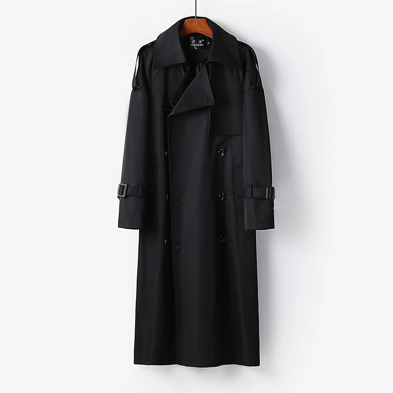 Damen Langer Doppelreihiger Trenchcoat mit Bindegürtel und Epauletten Nord Taschen
