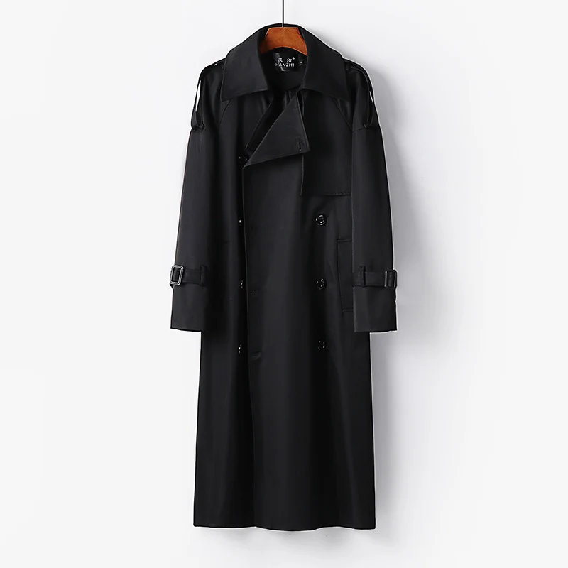 Damen Langer Doppelreihiger Trenchcoat mit Bindegürtel und Epauletten Nord Taschen