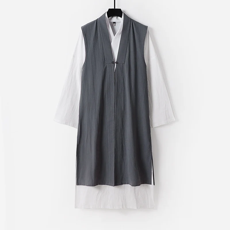 Damen Langer ärmelloser Kimono-Weste mit minimalistischer Linienführung und dekorativem Knebelverschluss Nord Taschen